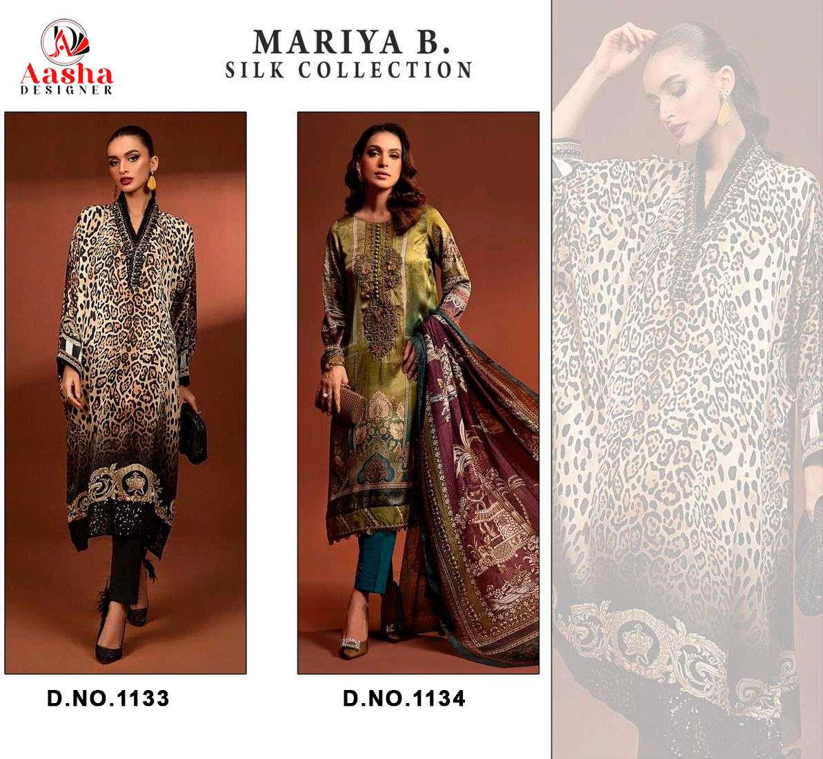 Maria B 1133 And 1134 Japan Satin Digital Printed Pakistani Suit Wholesalers In Delhi
